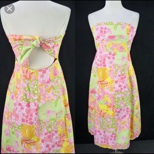 Lilly Pulitzer Vintage Sabrina Dress 2 Juicy Patch Strapless Resort Vacation EUC